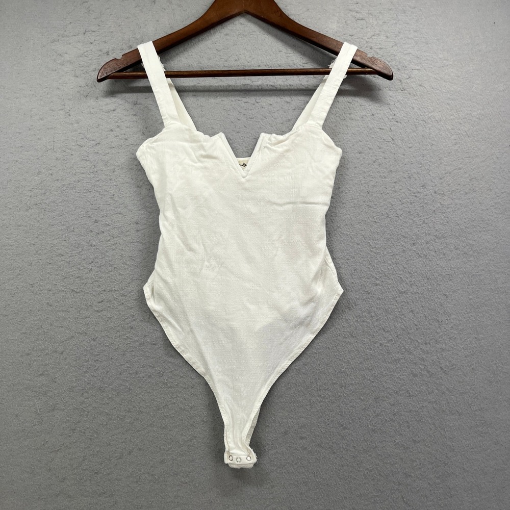Intimately Free People Bodysuit Womens S White V Neck Sleeveless Ribbed Lounge